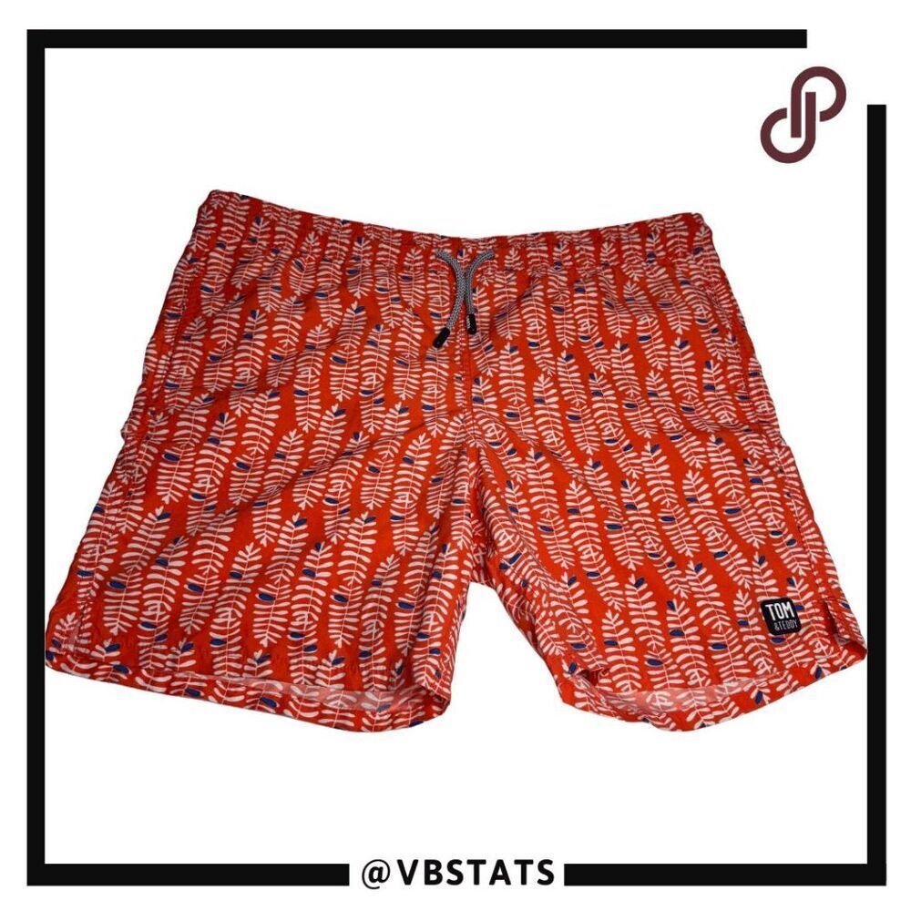 Tom & Teddy Men's Rowan Drawstring Leaf Print Swim Shorts Multicolor Size Medium